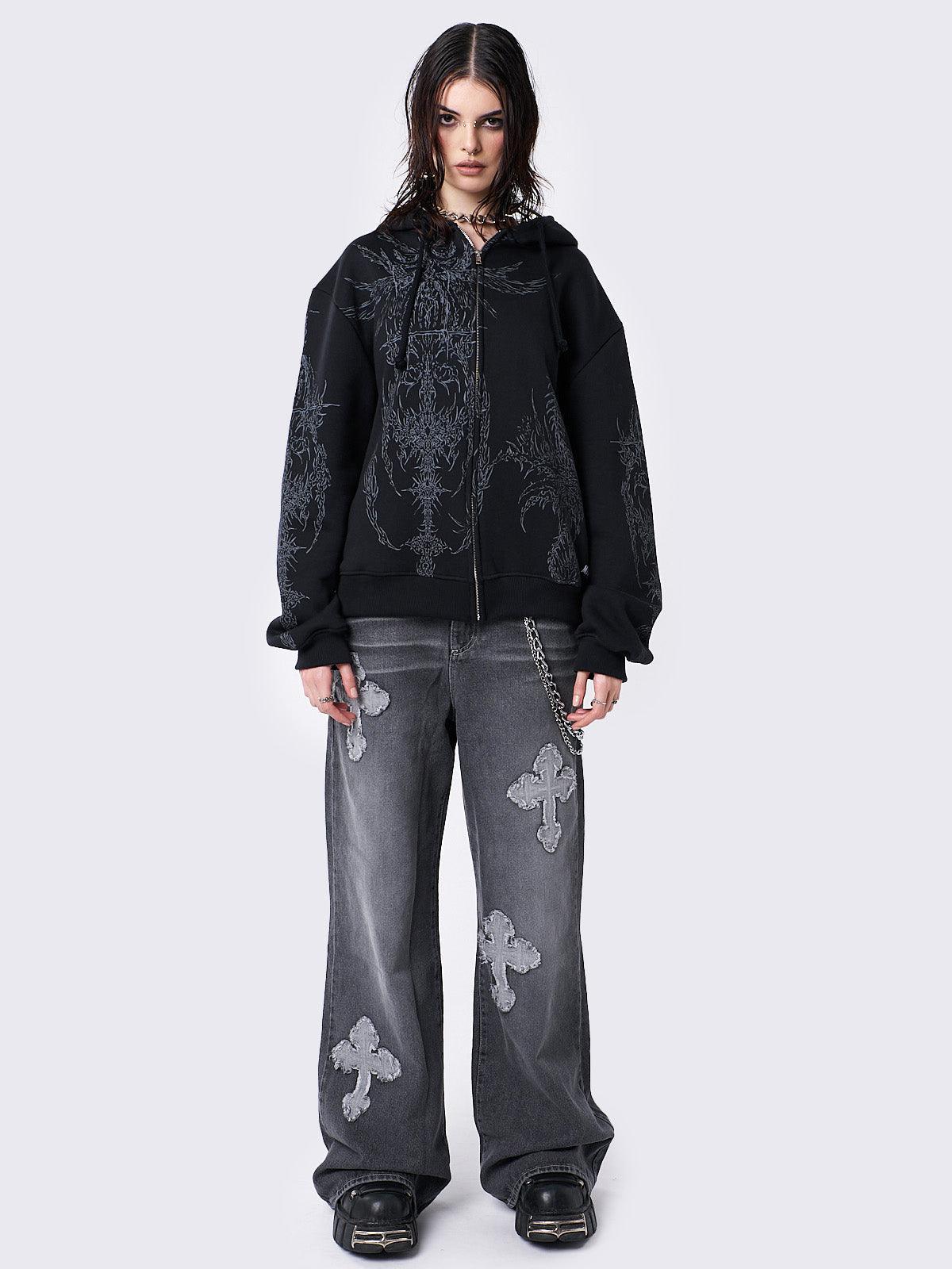 BlazeStreet® - Enigmatic Black Oversized Hoodie