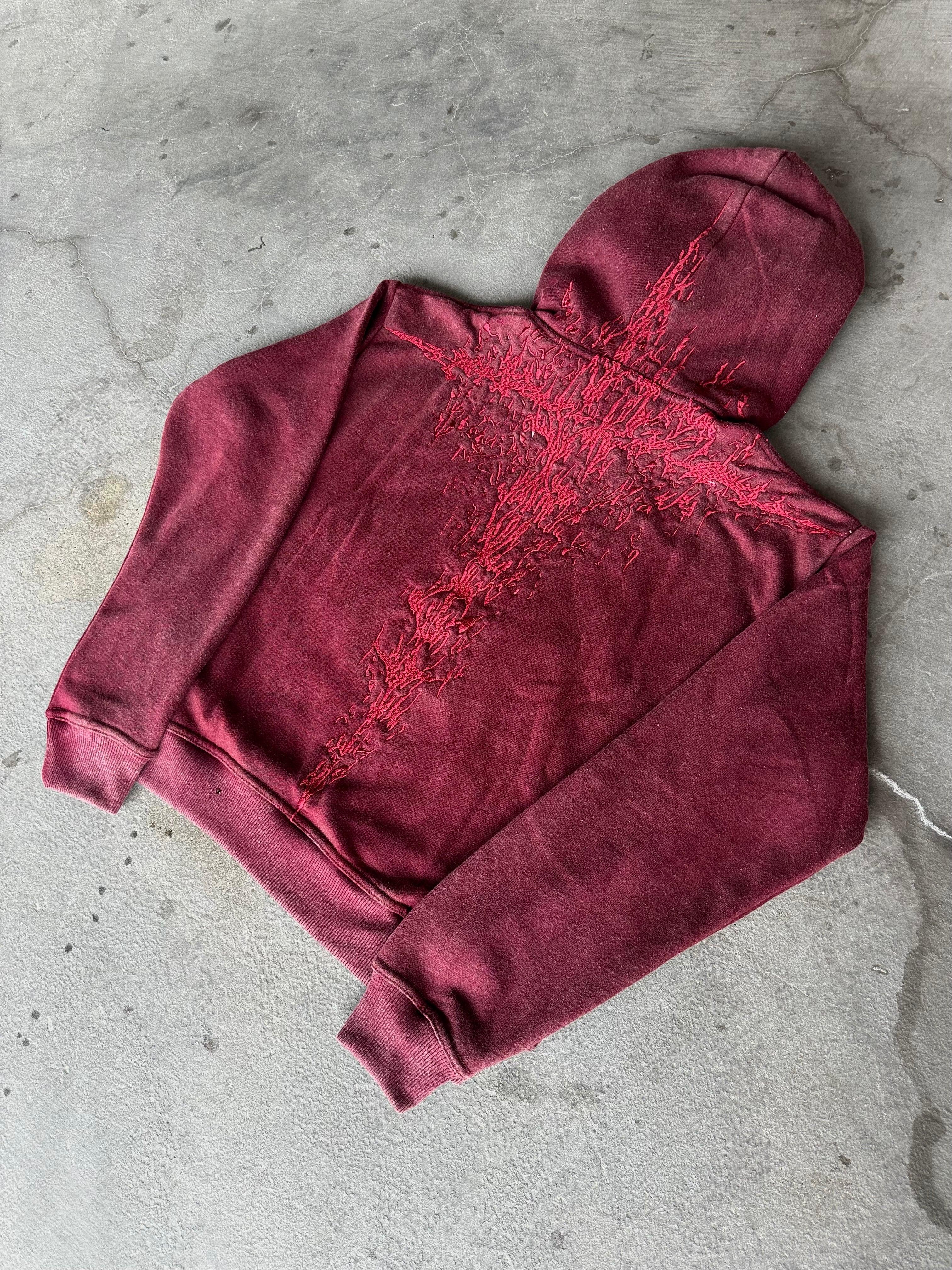 BlazeStreet® -  Nakışlı Kapşonlu Sweatshirt (Bordo)