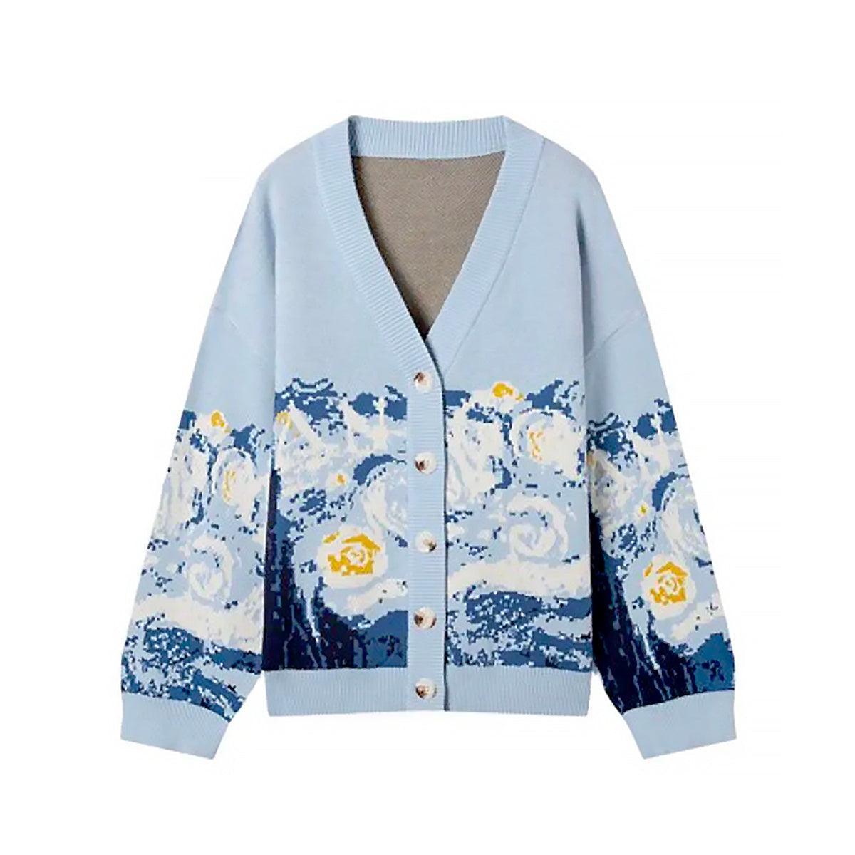 Van Gogh Starry Night Knitted Cardigan sweater