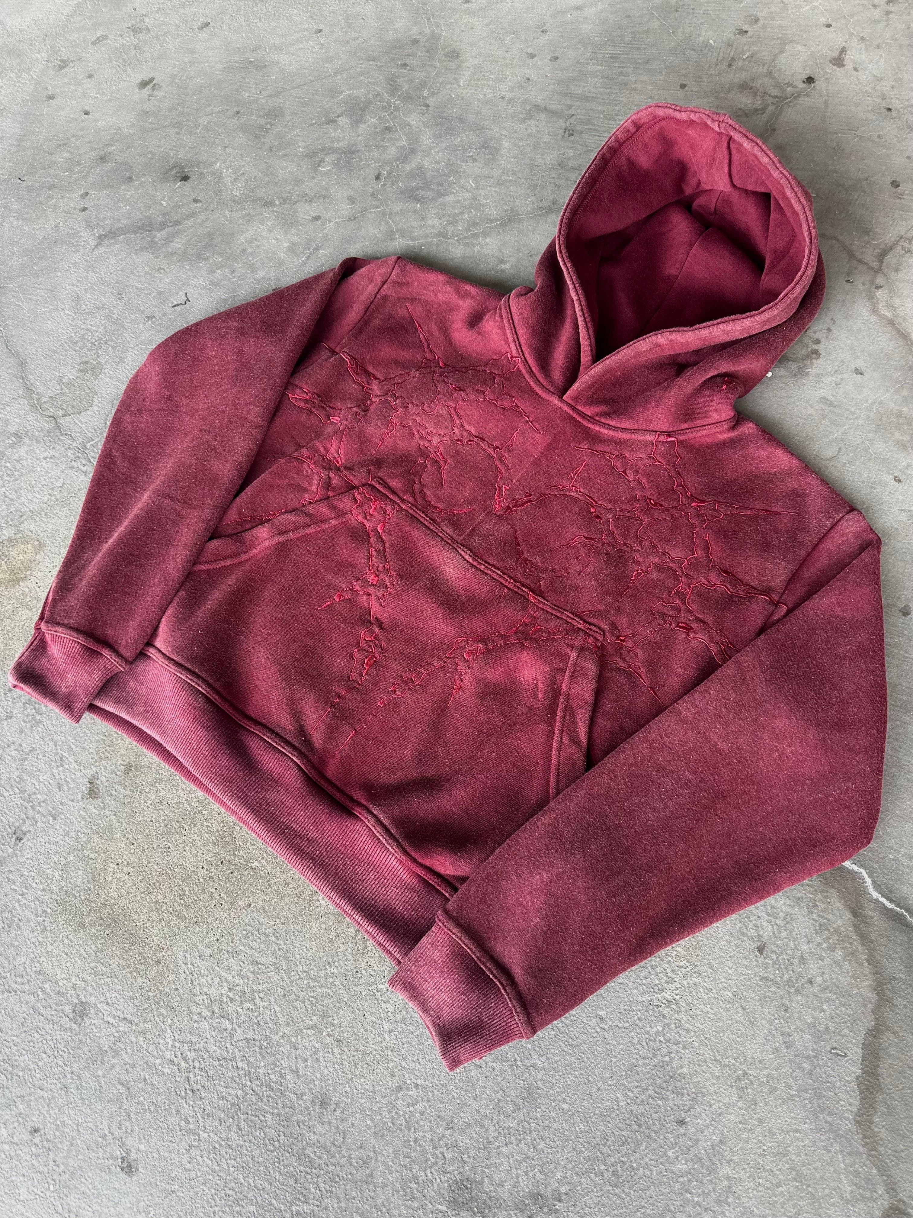 BlazeStreet® -  Nakışlı Kapşonlu Sweatshirt (Bordo)