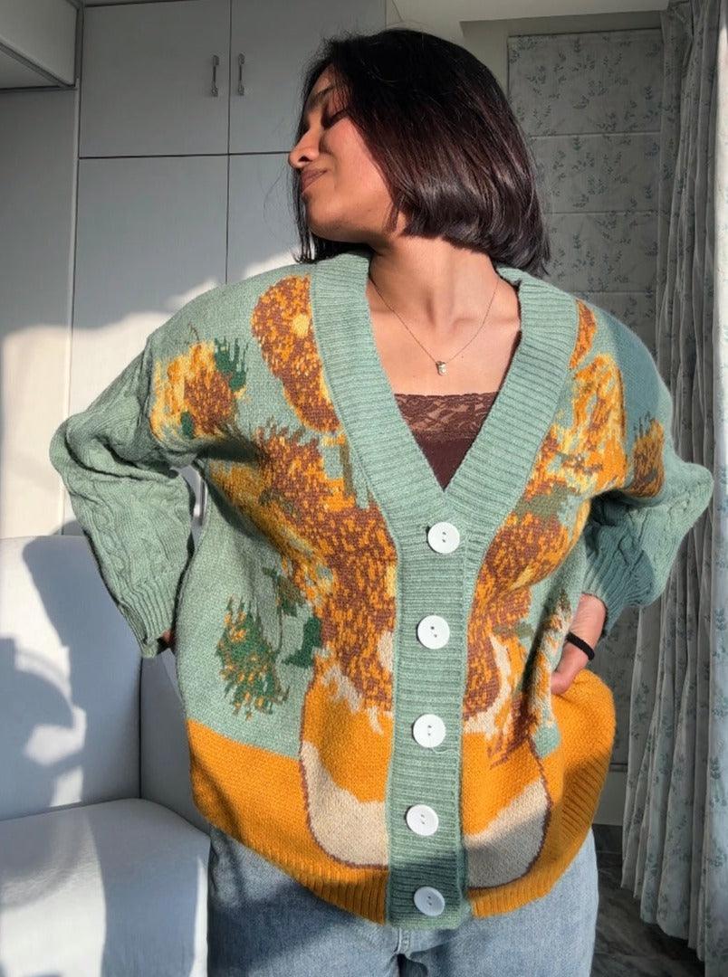 Van Gogh Vintage Cardigan Knit Sweater