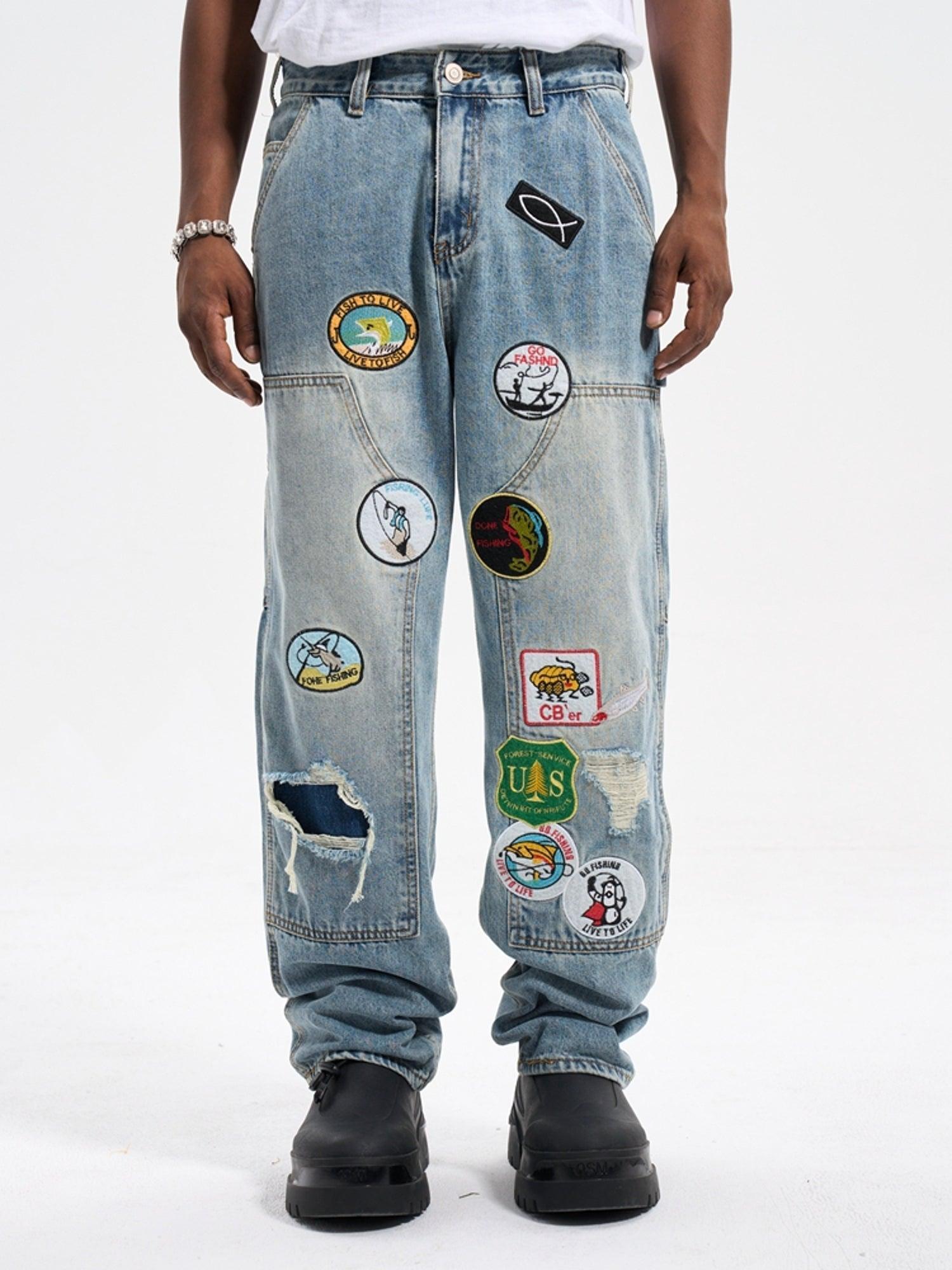 BlazeStreet® - Jeans With Flare Design Patch