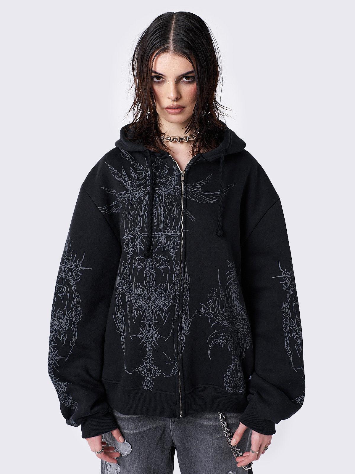 BlazeStreet® -  Enigmatic Black Oversized Hoodie