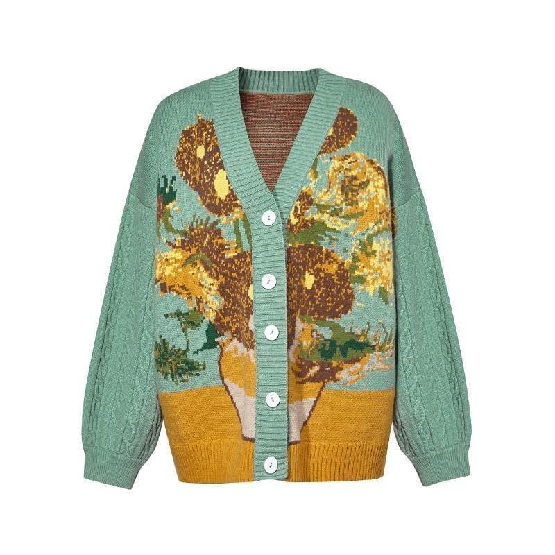 Van Gogh Vintage Cardigan Knit Sweater