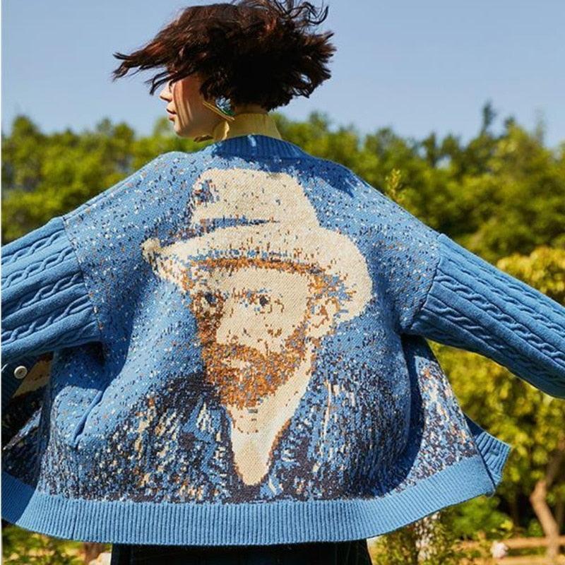 Van Gogh Vintage Cardigan Knit Sweater