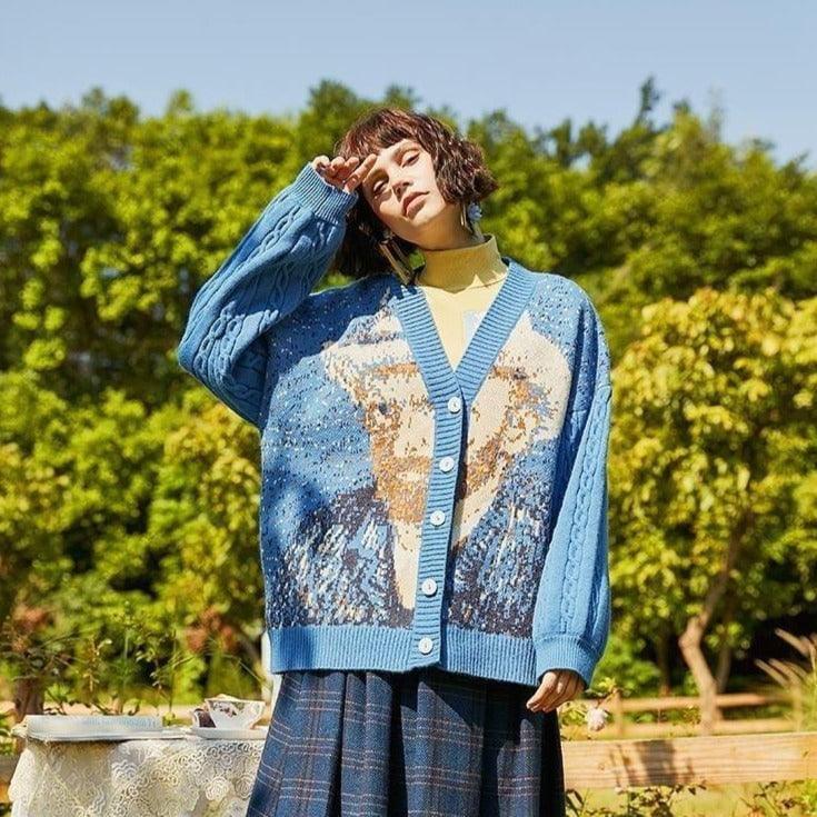 Van Gogh Vintage Cardigan Knit Sweater